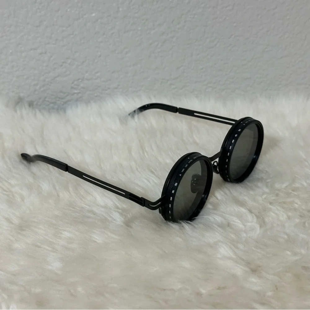 Adjustable Tint Polarized Round Sunglasses, Color All Black